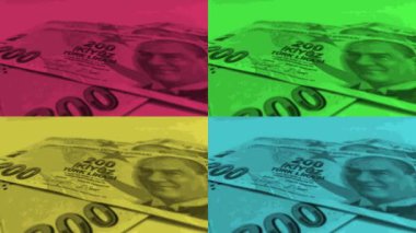 200 lira banknot. Türkiye 'nin para biriminin zarafeti. Hareketi durdur.