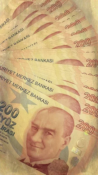 Τραπεζογραμμάτια Των 200 Τουρκικών Λιρών Κομψότητα Του Νομίσματος Της Τουρκίας — Φωτογραφία Αρχείου