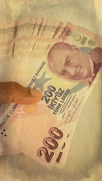 200 Турецких Банкнот Элегантность Турецкой Валюты — стоковое фото