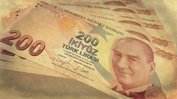 200 Türkische Lira Banknoten Die Eleganz Der Türkischen Währung — Stockfoto