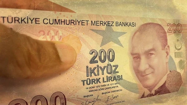 200 Billetes Turcos Lira Elegancia Moneda Turca — Foto de Stock