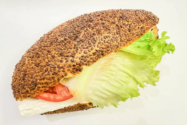 Sandwich Pomodoro Formaggio Lattuga Con Pane Sandwich Sesamo — Foto Stock