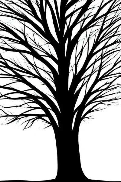 Schwarz Weiße Silhouette Des Baumes — Stockvektor