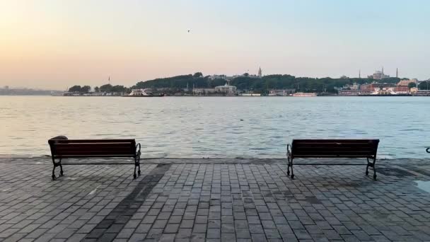Καρακόι Κωνσταντινούπολη Τουρκία Ιουλίου 2023 Ονειρική Πόλη Κωνσταντινούπολη Ακτές Της — Αρχείο Βίντεο