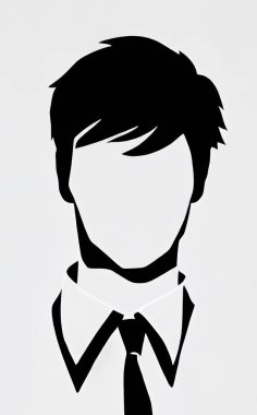 Beyaz arkaplanda iş adamı silueti, vektör sanat çizimi.