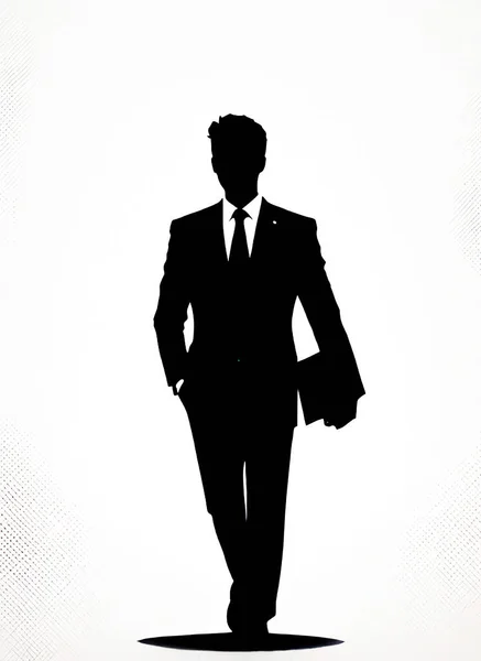 白い背景にビジネスマンのシルエットベクトルアートイラスト — ストックベクタ