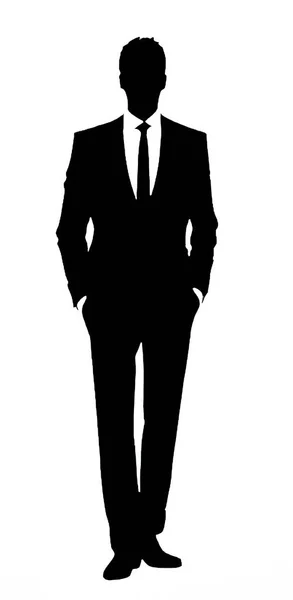 Silhouette Homme Affaires Sur Fond Blanc Illustration Art Vectoriel — Image vectorielle
