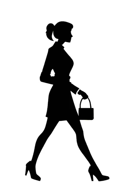 Poder Crescente Das Mulheres Mundo Dos Negócios Silhueta Uma Mulher —  Vetores de Stock