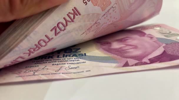Turecká Bankovka Lira200 Pochopení Jeho Úlohy Turecké Ekonomice Historickém Významu — Stock video