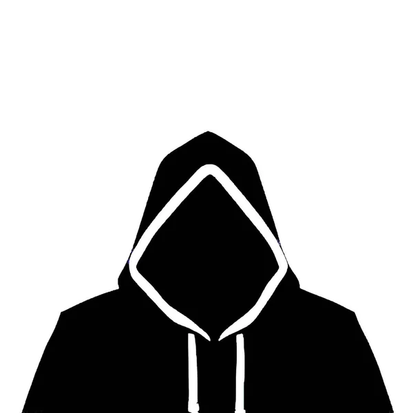 Siyah Kapüşonlu Sweatshirt Giyen Bilgisayar Korsanı Silueti Vektör Illüstrasyonu — Stok Vektör