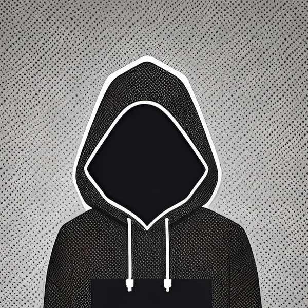 Silhouette Hacker Che Indossa Felpa Nera Con Cappuccio Illustrazione Vettoriale — Vettoriale Stock