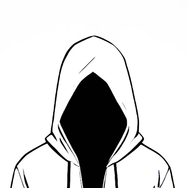 Silhouette Hacker Wearing Black Hoodie Sweatshirt Vector Illustration — Stock Vector