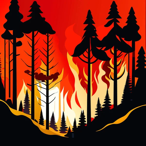 Forest Fire Background Fire Forest Forest Fire Forest Concept Natural — Stock Vector