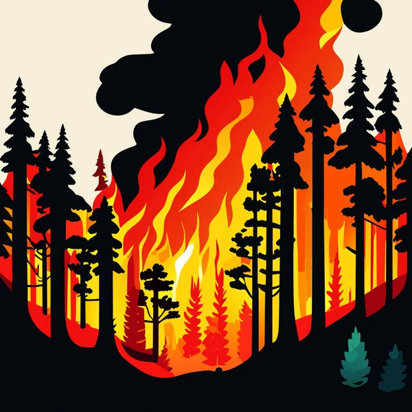 Hintergrund Des Waldbrandes Feuer Wald Waldbrand Wald Das Konzept Der — Stockvektor