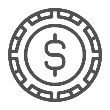 Para sikkeleri simgesi. Beyaz arkaplanda izole edilmiş web tasarımı için para sikkelerinin basit bir illüstrasyonudur. ABD Doları Sikkeler. Madeni paralar ikon vektörü. Siyah ve beyaz madeni paralar yığın işareti.