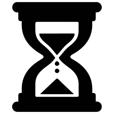 Kum saati düz simgesi. Vektör siyah sembol. Web sitesi tasarımı, reklamlar, uygulamalar, kullanıcı arayüzü için modaya uygun düz biçim çizimi.