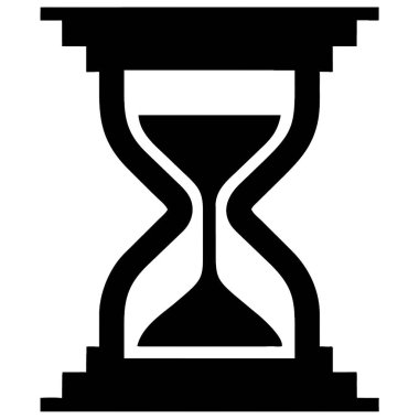 Kum saati düz simgesi. Vektör siyah sembol. Web sitesi tasarımı, reklamlar, uygulamalar, kullanıcı arayüzü için modaya uygun düz biçim çizimi.