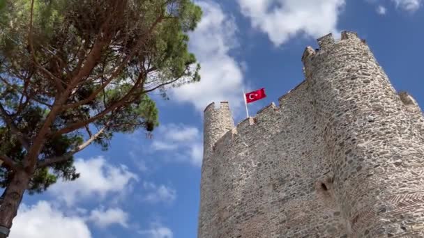 Анну Хисари Истанбул Турция Сентября 2023 Замок Анну Хисар Сияющая — стоковое видео