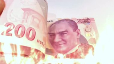 200 lira banknot. Türkiye 'nin para biriminin zarafeti