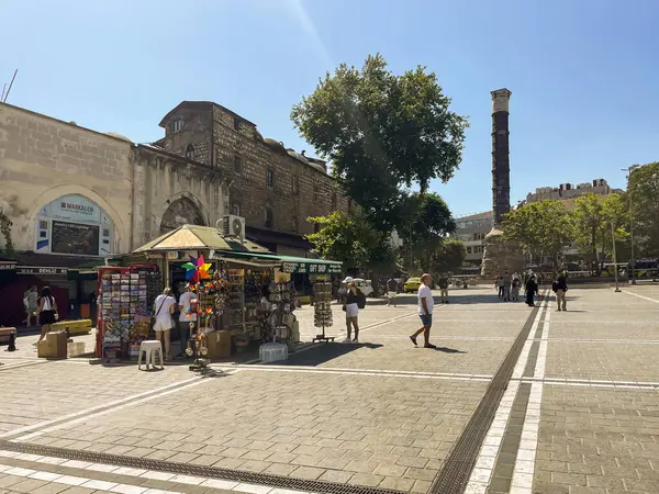 stock image Istanbul Turkey. July 6, 2024. Cemberlitas.The Column of Constantine ,A monumental column commemorating the dedication of Constantinople by Roman emperor Constantine the Great on 11 May 330 AD.