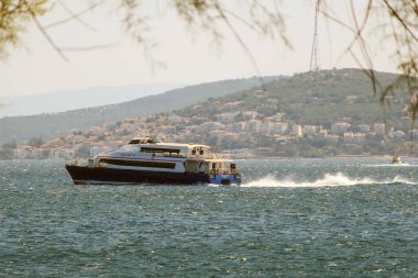 Istanbul, Turkey. August 17, 2024. Istanbul Sea Bus in the Marmara Sea. Passenger Transportation Between the European and Asian Sides. Passenger Transportation in the Marmara Sea in Istanbul. Sea Bus Connecting the European and Asian Sides clipart