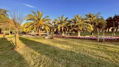 Atakoy, İstanbul, Türkiye. 9 Aralık 2024 Kazakistan Parkı. Yeşil Doğa ve Eğlence Alanı. Parkın yürüyüş yolları, küçük bir yapay gölet, yemyeşil doğa ve dinlenme alanları var..