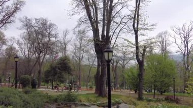 İstanbul, Türkiye. 5 Nisan 2025. Emirgan Korusu, her yıl Nisan ayında düzenlenen lale Festivali 'yle ünlüdür. Renkli bir isyanda açan laleler koruluğu çiçek bahçesine çevirir. Doğal güzelliği ve ziyaretçileriyle koruluktan muhteşem manzaralar..