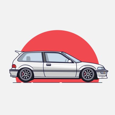 Japon beyaz klasik arabası.