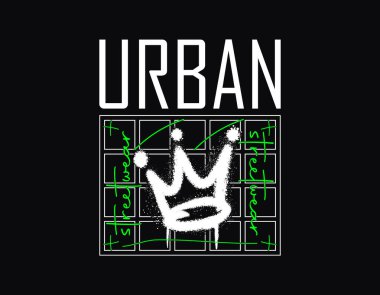 Soyut Urban Streetwear Typography Design, Urban Streetwear Design, Geometric Street Style Typography Tişört, kapüşon ve poster için uygun