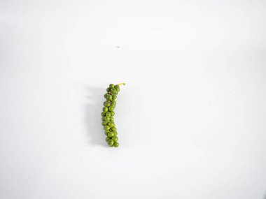 Sade beyaz bir yüzey üzerinde dikey olarak gösterilen düz biber kökü, asgari sağlık veya beslenme temalı içerik için uygun temiz ve modern bir hissi uyandırıyor.