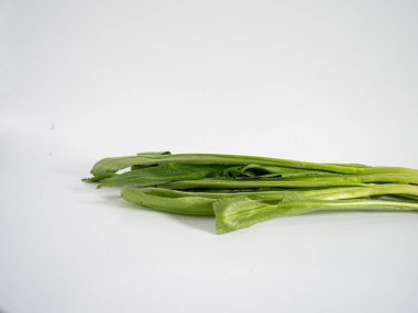 A bunch of culantro, also known as sawtooth coriander, with vibrant green serrated leaves and long roots, laid flat under soft white lighting for food, wellness, or cooking-themed visual use.