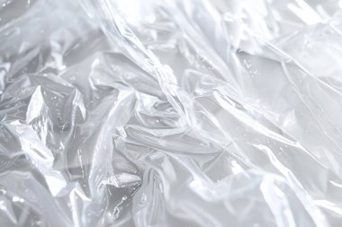 Buruşmuş politen plastik ambalaj kağıdı görüntüsü. Arkaplan kullanımı için doku