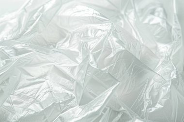 Buruşmuş politen plastik ambalaj kağıdı görüntüsü. Arkaplan kullanımı için doku