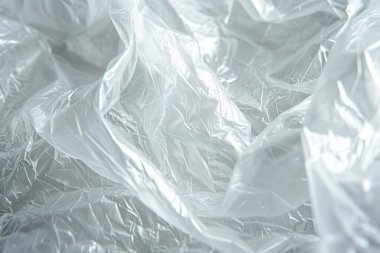 Buruşmuş politen plastik ambalaj kağıdı görüntüsü. Arkaplan kullanımı için doku