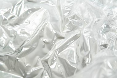 Buruşmuş politen plastik ambalaj kağıdı görüntüsü. Arkaplan kullanımı için doku