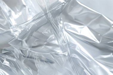 Buruşmuş politen plastik ambalaj kağıdı görüntüsü. Arkaplan kullanımı için doku