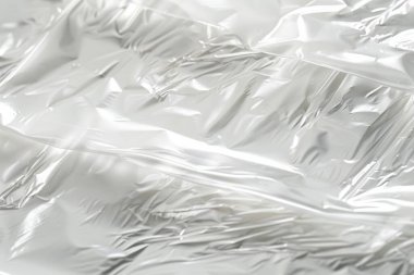Buruşmuş politen plastik ambalaj kağıdı görüntüsü. Arkaplan kullanımı için doku