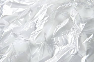 Buruşmuş politen plastik ambalaj kağıdı görüntüsü. Arkaplan kullanımı için doku