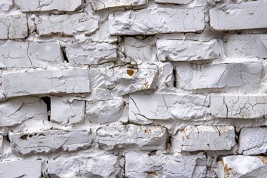 Eski beyaz tuğla ve taş duvar görüntüsü. Arkaplan kullanımı için doku