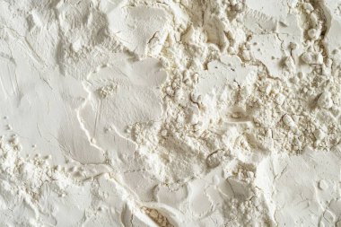 Beyaz ince un tozu makro dokusunun görüntüsü. Yemek blogu için profesyonel fotoğraf
