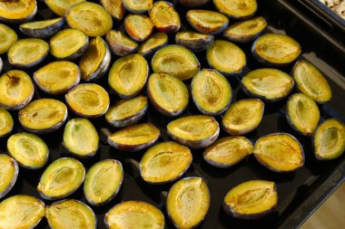 homemade pitted plums are dried