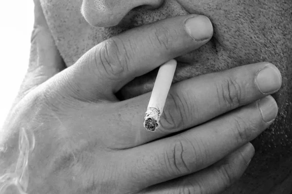 Бедный Человек Который Курит Курит Здоровье Кожи Вред Курения Человека — стоковое фото