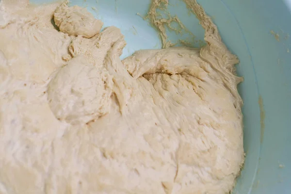 Leavened Wheat Flour Dough Raw Dough Kneaded Ripening Dough — Stock Photo, Image