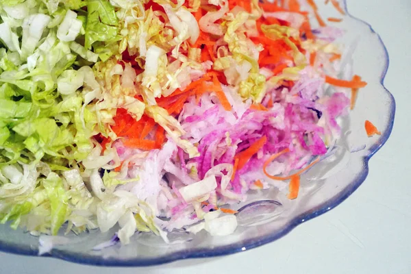Slankekure Med Salat Tabe Sig Ved Spise Salat Salat Close - Stock-foto