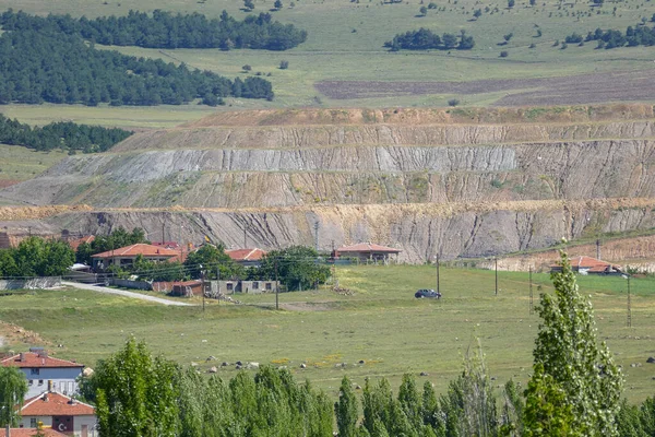 Poço Aberto Mina Carvão Mineração Carvão Superfície — Fotografia de Stock