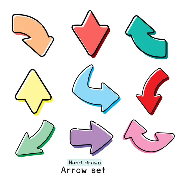  El çizimi renkli ok seti-