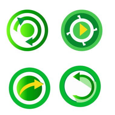 yeşil Ok ayarlandı, beyaz arkaplanda vektör