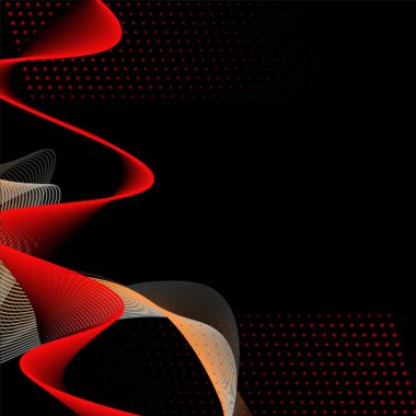  Soyut dalga siyah kırmızı turuncu arka plan .eps