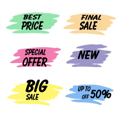 Renkli satış etiketleri seti