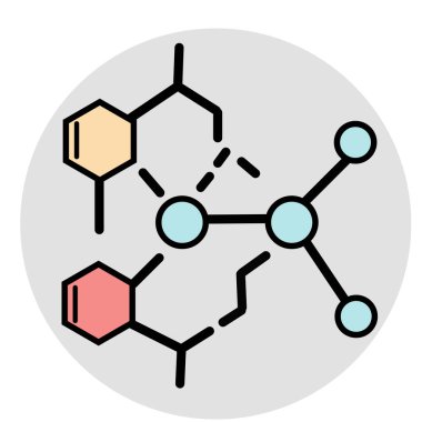 Beyaz arkaplanda molekol simgesi